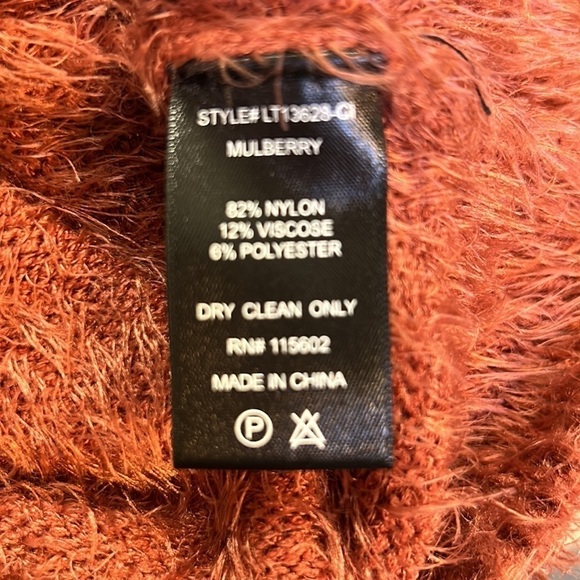 Lush Mulberry Colored Fuzzy Sweater With Stars Size Medium - Picture 5 of 6